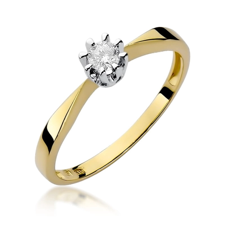 Pierścionek zaręczynowy z żółtego złota z brylantami 0,15ct Fire Of Love