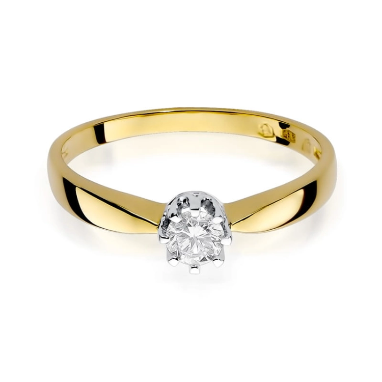 Pierścionek zaręczynowy z żółtego złota z brylantami 0,15ct Fire Of Love