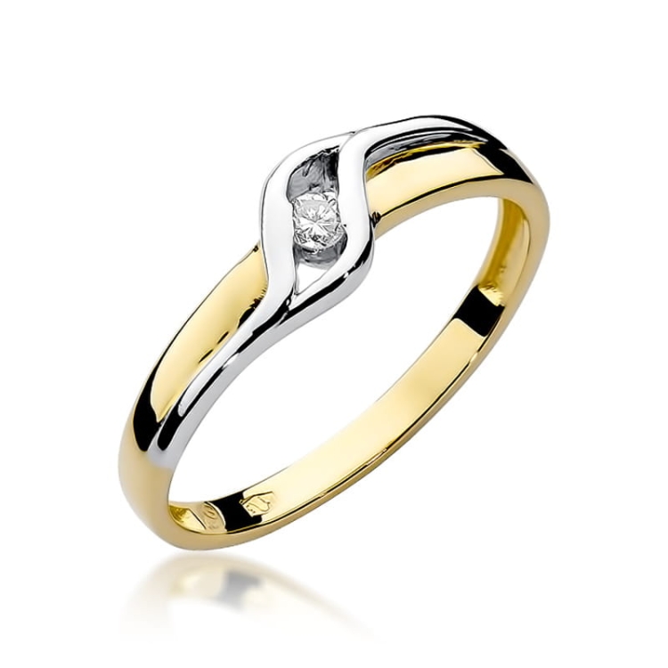 Pierścionek zaręczynowy z żółtego złota z diamentem 0,04ct Fire Of Love