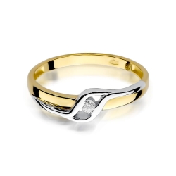Pierścionek zaręczynowy z żółtego złota z diamentem 0,04ct Fire Of Love