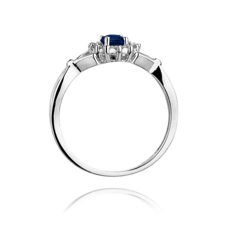 Pierścionek zaręczynowy z białego złota z szafirem i diamentami 0,12ct Fire Of Love