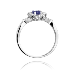 Pierścionek zaręczynowy z białego złota z szafirem i diamentami 0,28ct Fire Of Love