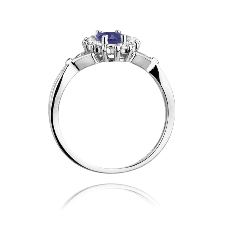 Pierścionek zaręczynowy z białego złota z szafirem i diamentami 0,28ct Fire Of Love