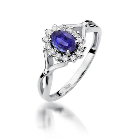 Przejdź do produktu Pierścionek zaręczynowy z białego złota z tanzanitem i diamentami 0,12ct Fire Of Love 