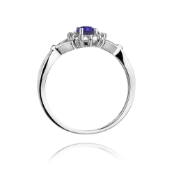 Pierścionek zaręczynowy z białego złota z tanzanitem i diamentami 0,12ct Fire Of Love