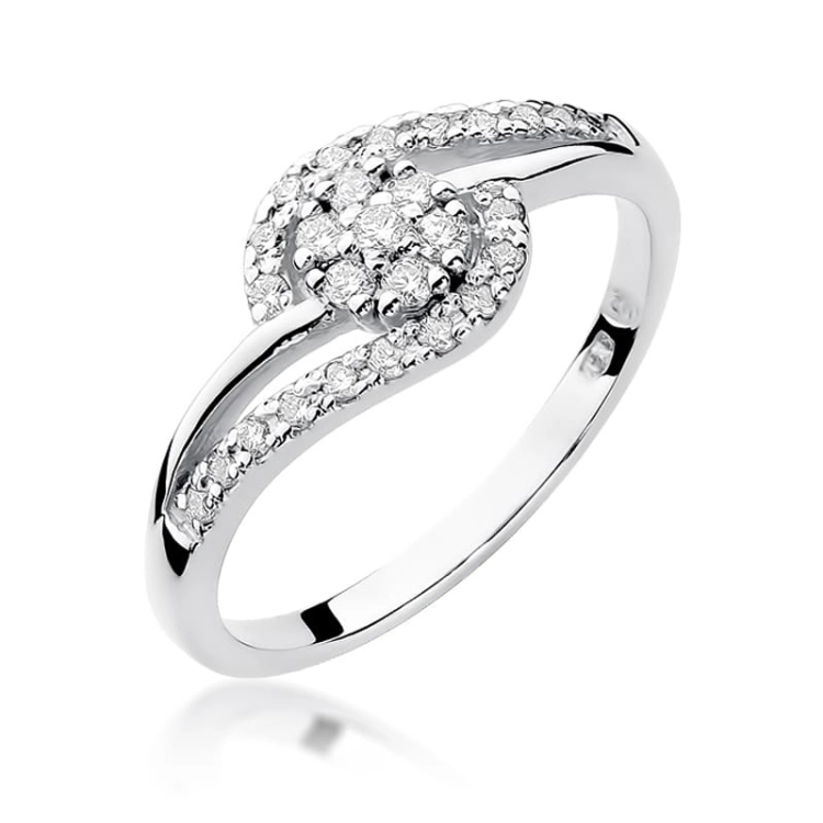 Pierścionek zaręczynowy z białego złota z diamentami 0,17ct Fire Of Love