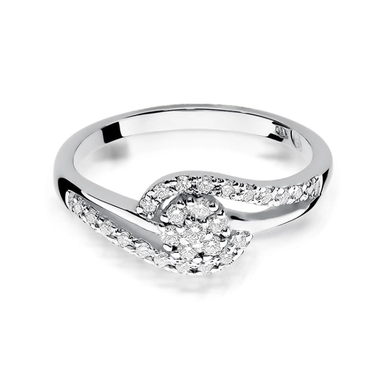 Pierścionek zaręczynowy z białego złota z diamentami 0,17ct Fire Of Love