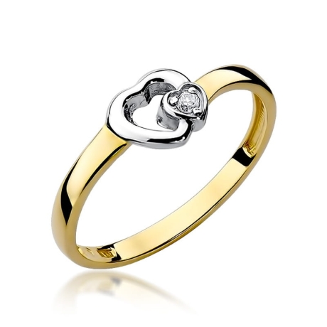 Przejdź do produktu Pierścionek zaręczynowy z żółtego złota z diamentem 0,02ct Fire Of Love 