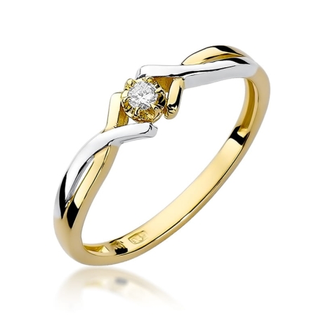 Przejdź do produktu Pierścionek zaręczynowy z żółtego złota z diamentem 0,04ct Fire Of Love 
