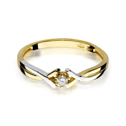 Pierścionek zaręczynowy z żółtego złota z diamentem 0,04ct Fire Of Love
