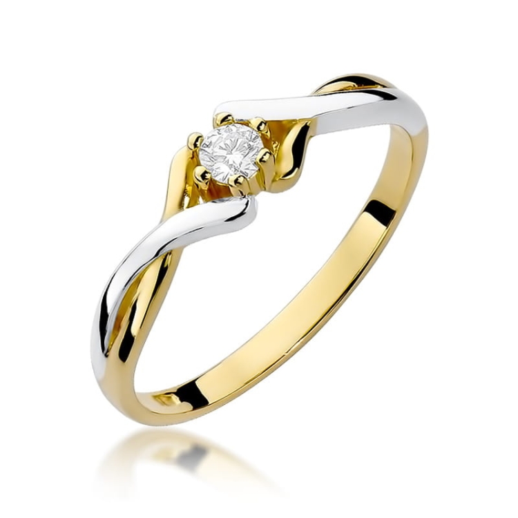 Pierścionek zaręczynowy z żółtego złota z diamentem 0,10ct Fire Of Love