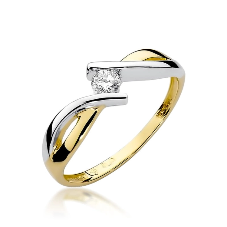 Pierścionek zaręczynowy z żółtego złota z diamentem 0,10ct Fire Of Love