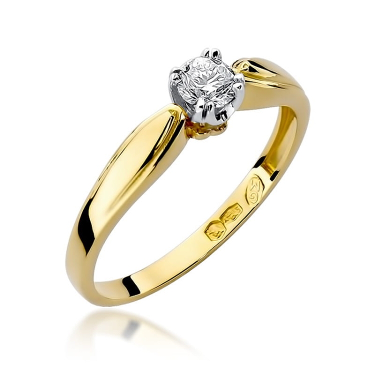 Pierścionek zaręczynowy z żółtego złota z brylantem 0,24ct Fire Of Love