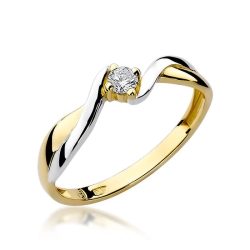 Pierścionek zaręczynowy z żółtego złota z diamentem 0,08ct Fire Of Love