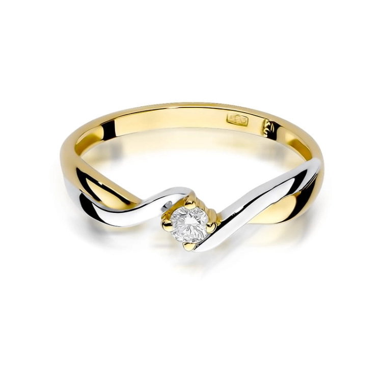 Pierścionek zaręczynowy z żółtego złota z diamentem 0,08ct Fire Of Love