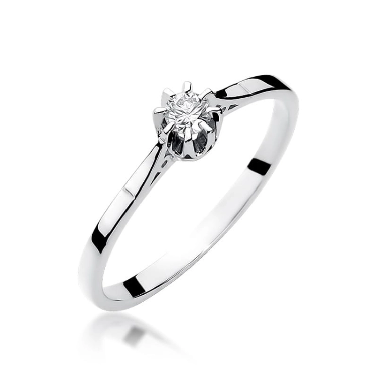 Pierścionek zaręczynowy z białego złota z diamentem 0,08ct Fire Of Love