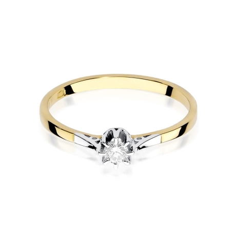 Przejdź do produktu Pierścionek zaręczynowy z żółtego złota z diamentem 0,10ct Fire Of Love