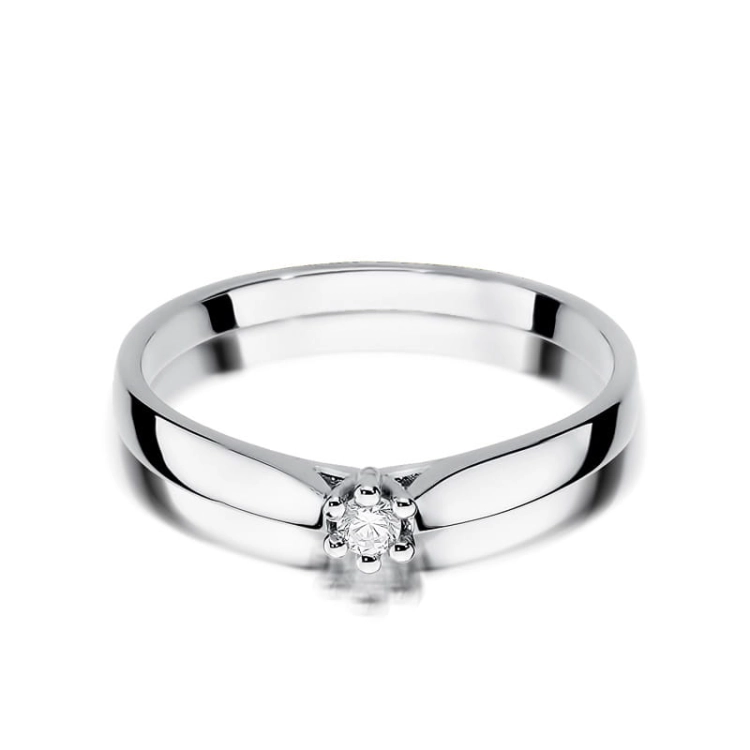 Pierścionek zaręczynowy z białego złota z diamentem 0,04ct Fire Of Love