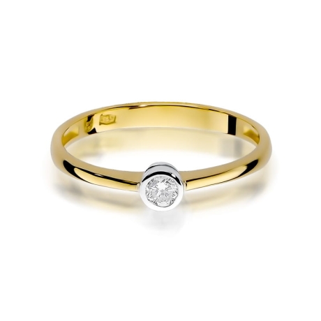 Przejdź do produktu Pierścionek zaręczynowy z żółtego złota z diamentem 0,08ct Fire Of Love