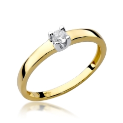 Pierścionek zaręczynowy z żółtego złota z diamentem 0,10ct Fire Of Love
