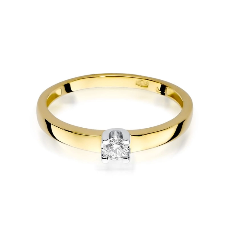 Pierścionek zaręczynowy z żółtego złota z diamentem 0,10ct Fire Of Love