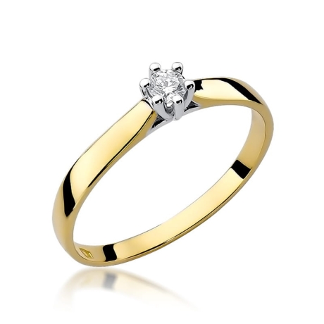 Przejdź do produktu Pierścionek zaręczynowy z żółtego złota z brylantem 0,08ct Fire Of Love 
