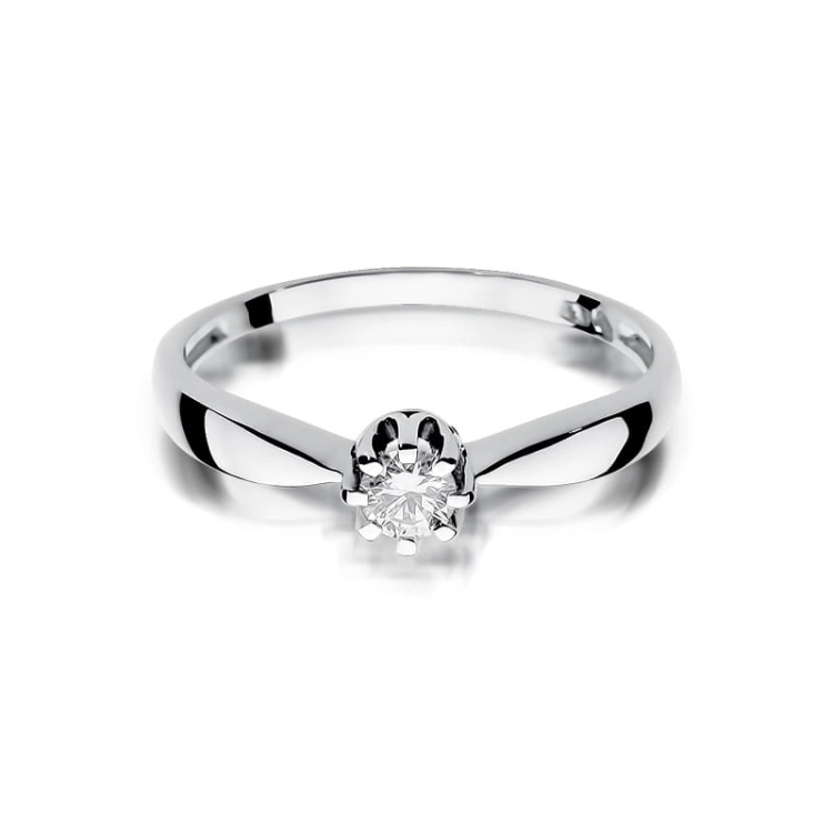 Pierścionek zaręczynowy z białego złota z diamentem 0,15ct Fire Of Love