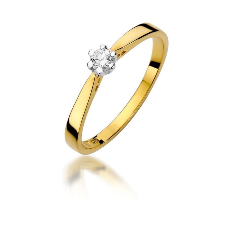 Pierścionek zaręczynowy z żółtego złota z diamentem 0,10ct Fire Of Love