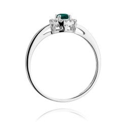 Pierścionek zaręczynowy z białego złota z szmaragdem i diamentami 0,08ct Fire Of Love