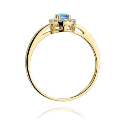 Pierścionek zaręczynowy z żółtego złota z topazem i diamentami 0,08ct Fire Of Love