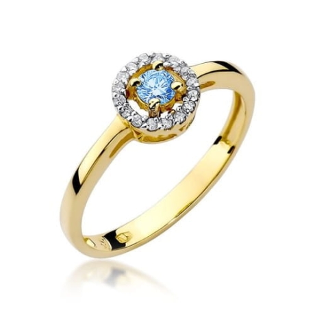 Przejdź do produktu Pierścionek zaręczynowy z żółtego złota z topazem i diamentami 0,08ct Fire Of Love