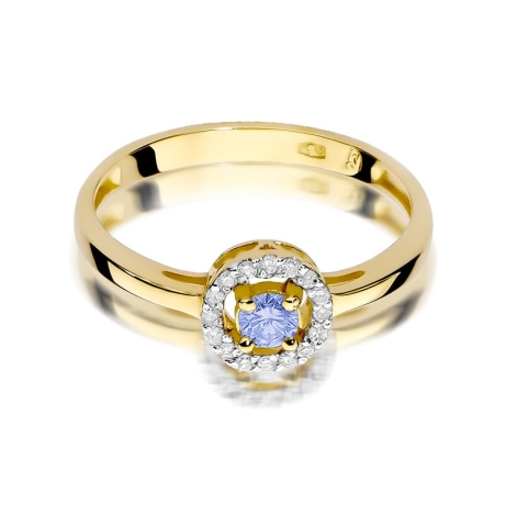 Przejdź do produktu Pierścionek zaręczynowy z żółtego złota z tanzanitem i diamentami 0,08ct Fire Of Love