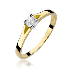 Pierścionek zaręczynowy z żółtego złota z diamentem 0,20ct Fire Of Love