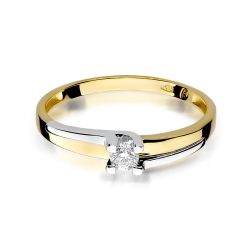Pierścionek zaręczynowy z żółtego złota z diamentem 0,12ct Fire Of Love