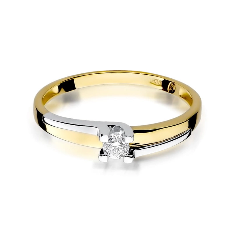 Pierścionek zaręczynowy z żółtego złota z diamentem 0,12ct Fire Of Love