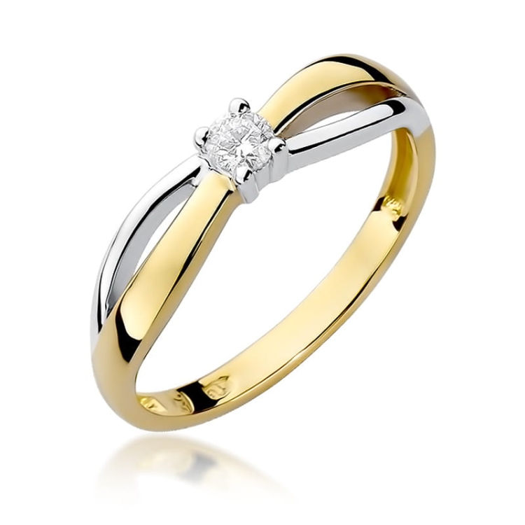 Pierścionek zaręczynowy z żółtego złota z diamentem 0,10ct Fire Of Love