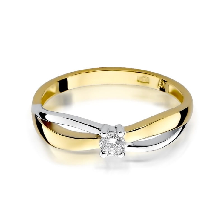 Pierścionek zaręczynowy z żółtego złota z diamentem 0,10ct Fire Of Love