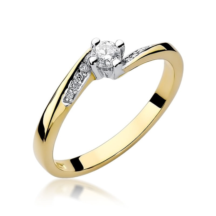 Pierścionek zaręczynowy z żółtego złota z diamentami 0,19ct Fire Of Love