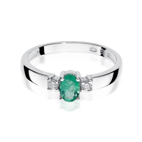 Przejdź do produktu Pierścionek zaręczynowy z białego złota z szmaragdem i diamentami 0,08ct Fire Of Love
