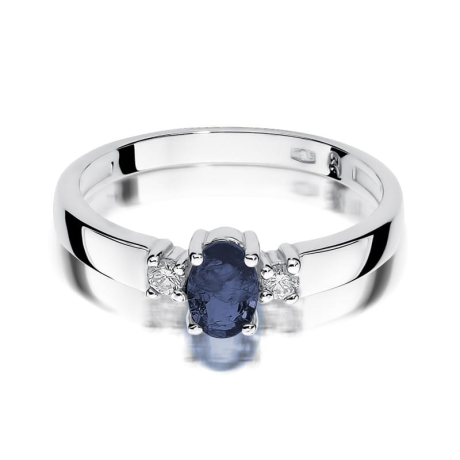Przejdź do produktu Pierścionek zaręczynowy z białego złota z szafirem i diamentami 0,08ct Fire Of Love