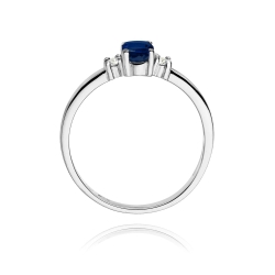 Pierścionek zaręczynowy z białego złota z szafirem i diamentami 0,08ct Fire Of Love