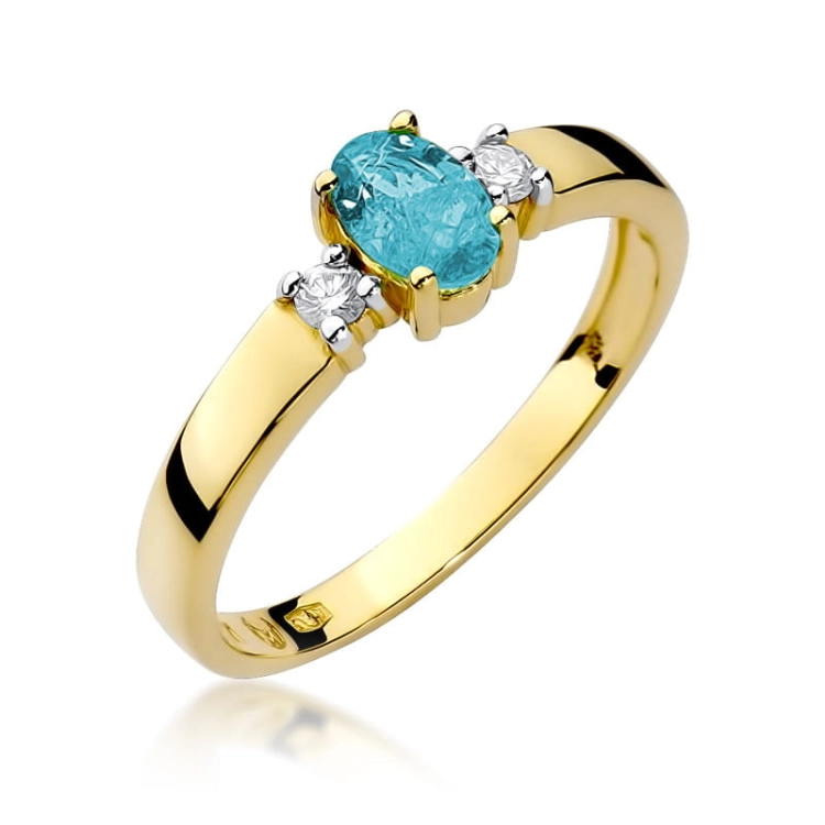 Pierścionek zaręczynowy z żółtego złota z topazem i diamentami 0,08ct Fire Of Love