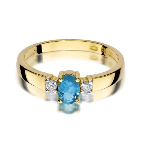 Przejdź do produktu Pierścionek zaręczynowy z żółtego złota z topazem i diamentami 0,08ct Fire Of Love
