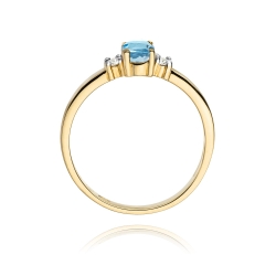 Pierścionek zaręczynowy z żółtego złota z topazem i diamentami 0,08ct Fire Of Love