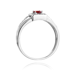 Pierścionek zaręczynowy z białego złota z rubinem i diamentami 0,14ct Fire Of Love