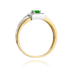Pierścionek zaręczynowy z żółtego złota z szmaragdem i diamentami 0,14ct Fire Of Love