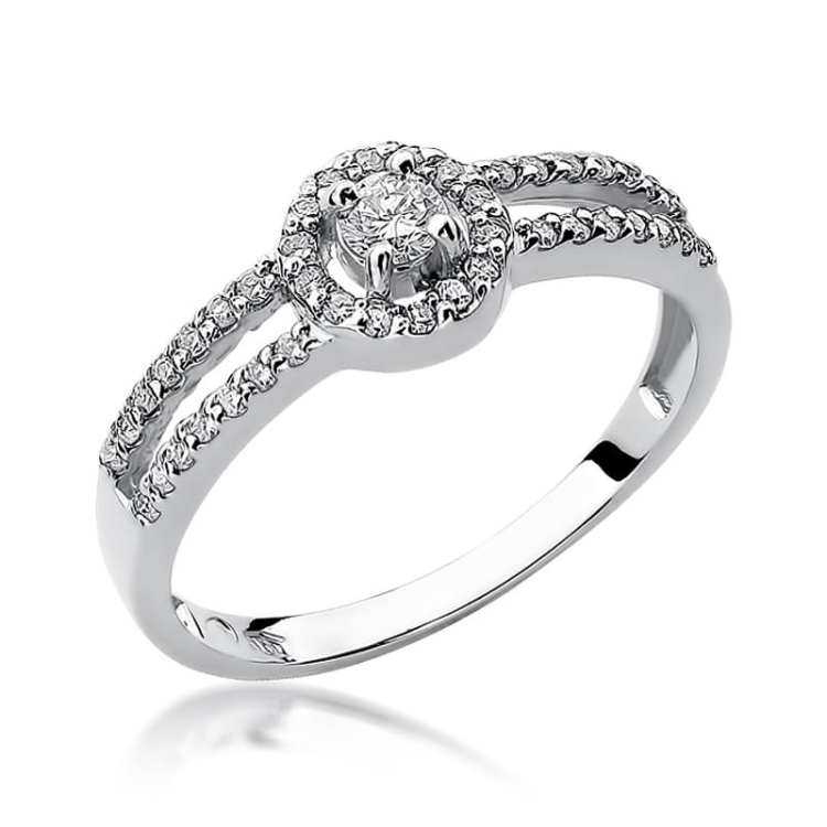 Pierścionek zaręczynowy z białego złota z diamentami 0,31ct Fire Of Love