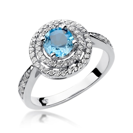 Przejdź do produktu Pierścionek zaręczynowy z białego złota z topazem i diamentami 0,38ct Fire Of Love