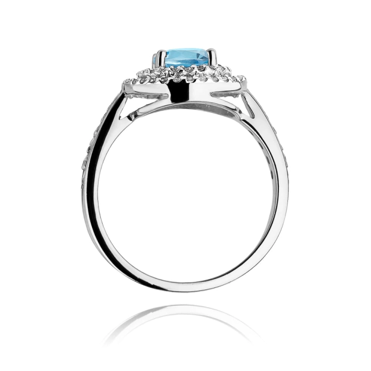 Pierścionek zaręczynowy z białego złota z topazem i diamentami 0,38ct Fire Of Love