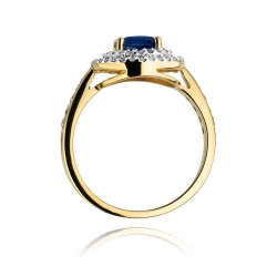 Pierścionek zaręczynowy z żółtego złota z szafirem i diamentami 0,38ct Fire Of Love